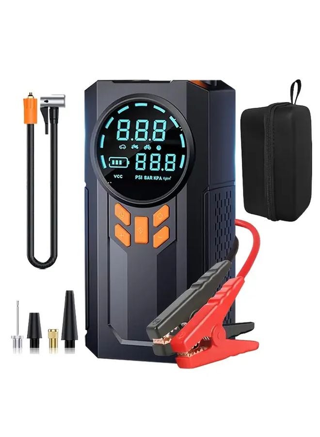 Multifunctional Air Pump Portable Jump Starter With Aviation Bag Tire Inflator Wireless Charging - Image 1